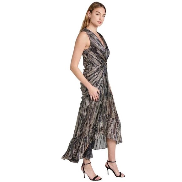 Misa Los Angeles Ava Metallic Stripe Midi Dress Size S - Picture 12 of 12